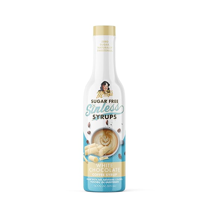 Sugar Free White Chocolate Sinless Syrup - Stevia Based, No Sugar Alcohols or Sucralose, No Artificial Sweeteners, Natural Ingredients, Coffee Tea Cocoa Dessert, Keto Friendly, 1 Pack