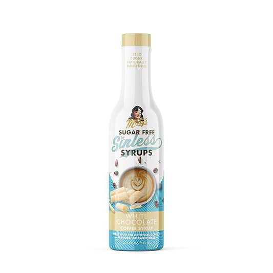 Sugar Free White Chocolate Sinless Syrup - Stevia Based, No Sugar Alcohols or Sucralose, No Artificial Sweeteners, Natural Ingredients, Coffee Tea Cocoa Dessert, Keto Friendly, 1 Pack