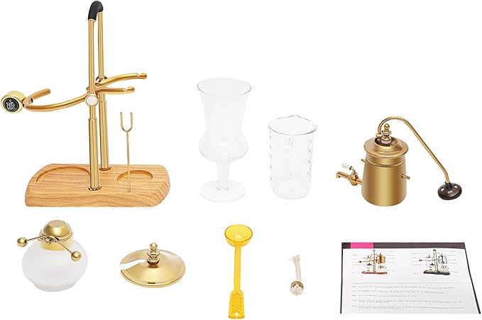 Balance Siphon Coffee Maker, Manual Gravity Coffee Maker with Faucet 180° Rotating, Antique Vacuum Coffee Pot Brew Rapid Brewer for Extract Coffee, Brew Tea, Gold