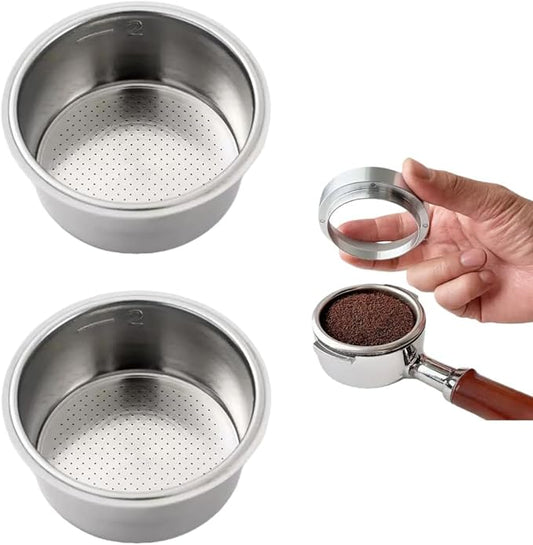 1 Pc Stainless Steel Coffee Filter, 51mm Pressurized Espresso Filter Basket for Portafilter Machines Espresso Machine Parts Compatible with Gevi/CASABREWS/CAPRESSO (2 Cups Capacity)
