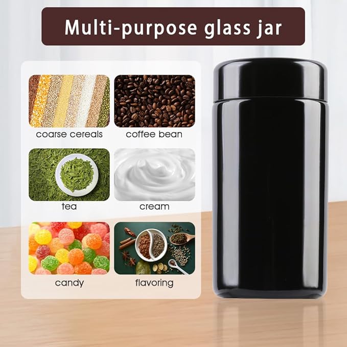 50g Black Ultraviolet Glass Jar with Lid,50ml Storage jars,Refillable Containers Jar,Ideal for Long term storage Leaf,Coffee,Spices (E: 50ml)