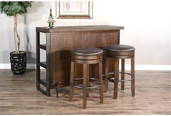Pemberly Row 3-Piece Set with Gorgeous Bar Unit and 2 Backless Swivel BarStools