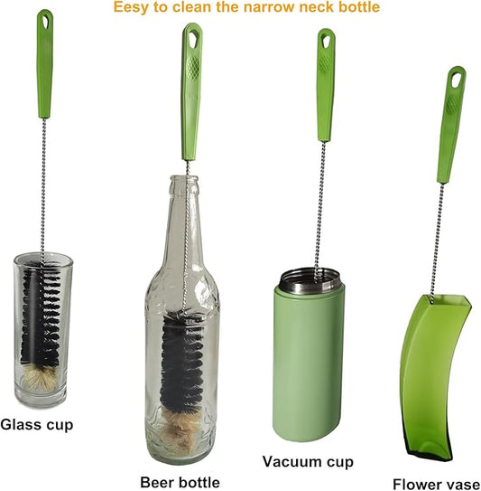 2 Pack 16" Bottle Brush, Dokpod Long Handle Cleaning Brushes for Long Narrow Neck Bottle Cleaning Water Beer Wine Sports Bottle Thermos Flask Bottles Cleaning Hummingbird Feeder Vase Cleaning Brushes