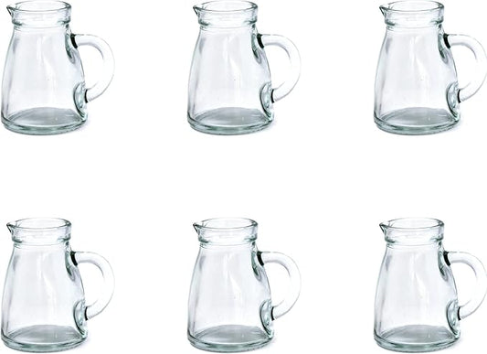 Mini Glass Pitcher 50mlX6pcs Extra Thick Glass Clear Transparent Creamer