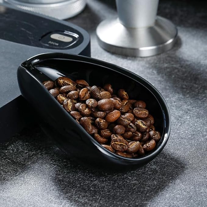 Lasenersm 1 Piece Ceramic Coffee Beans Dosing Cup & Weighing Tray, 4 x 3 Inches, Black