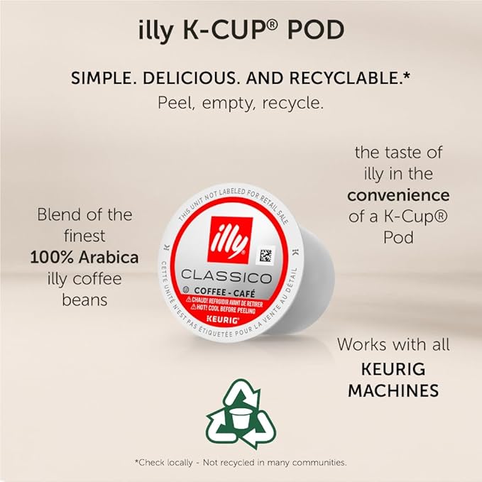 Illy Coffee K Cups - Pods For Keurig Machines – Classico Roast - Caramel, Orange Blossom & Jasmine - Mild, Flavorful & Balanced Flavor - No Preservatives – 20 Count