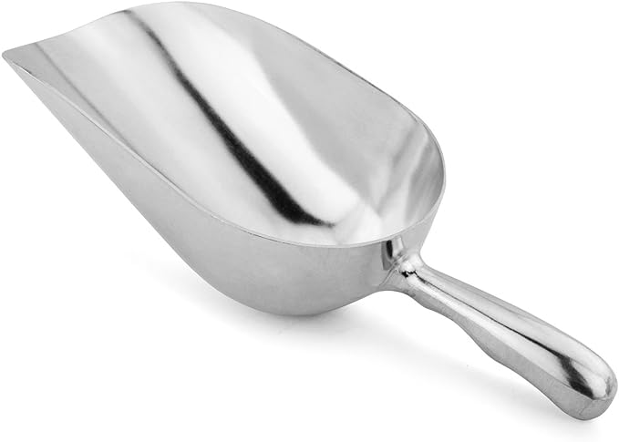 New Star Foodservice 34561 One-Piece Cast Aluminum Round Bottom Bar Ice Flour Utility Scoop, 38-Ounce, Silver (Hand Wash Only)