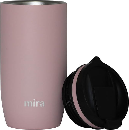 MIRA 16 oz Travel Coffee Mug - Insulated Stainless Steel Tumbler with Screw Lid - Taffy Pink