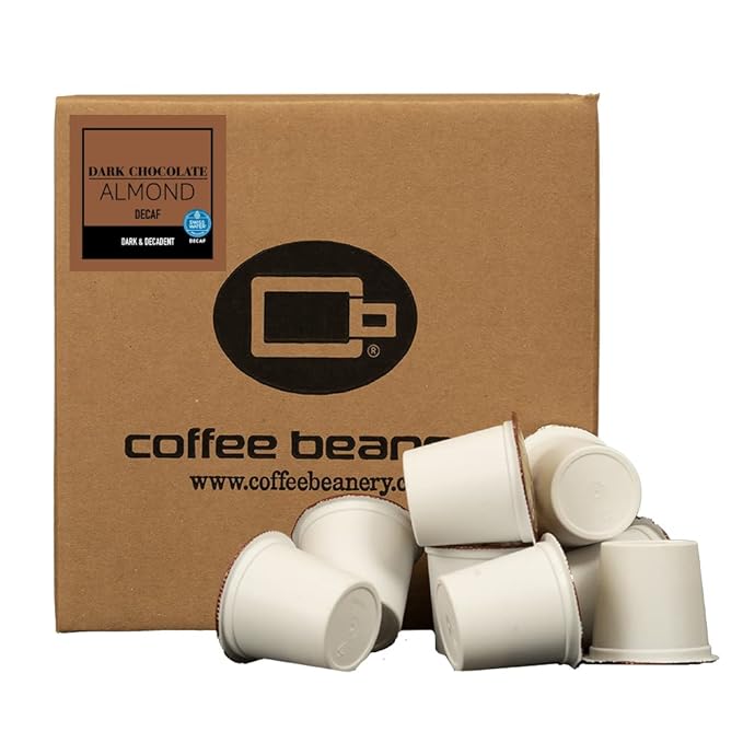 Dark Chocolate Almond Decaf Coffee Pods by Coffee Beanery | 96ct Bulk Flavored Decaf Coffee Pods Medium Roast Coffee