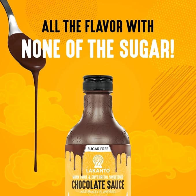 Lakanto Sugar Free Chocolate Sauce - Monk Fruit Sweetener with Erythritol, Perfect for Ice Cream, Coffee, Baking, Pancakes, Gluten Free Dessert Topping, Low Carb, Vegan, Keto Friendly (16 Fl oz)