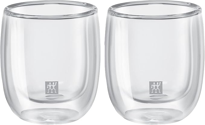ZWILLING 39500-075 Double Wall Glass, Espresso Cup, 2.8 fl oz (80 ml), Set of 2, Tumbler, Heat Retention, Double Wall Construction, Coffee Cup, Microwave Safe