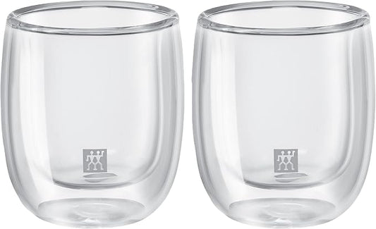 ZWILLING 39500-075 Double Wall Glass, Espresso Cup, 2.8 fl oz (80 ml), Set of 2, Tumbler, Heat Retention, Double Wall Construction, Coffee Cup, Microwave Safe