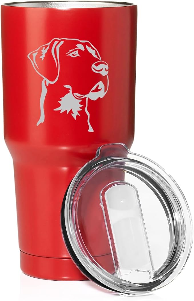 Smooth Body Tumbler Stainless Steel Vacuum Insulated Travel Mug Cup Gift Great Dane Face (Red, 30 oz)