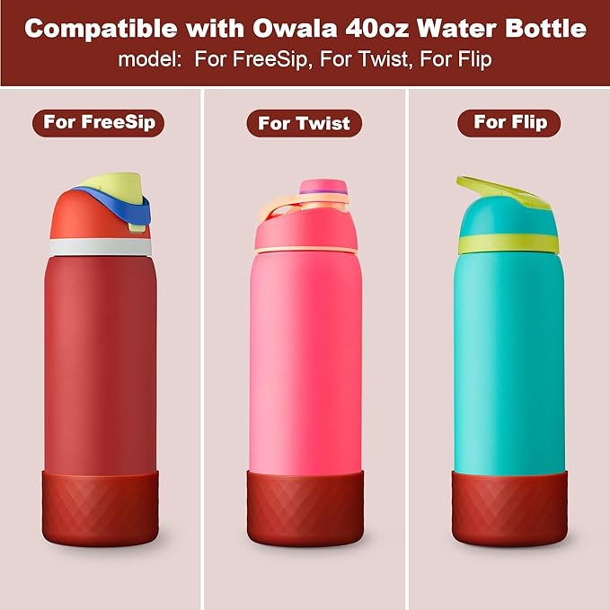 Silicone Boot for Owala Water Bottle 24 oz 32 oz 40 oz, Anti-Slip Protective Sleeve for FreeSip/Twist/Flip Stainless Steel Water Bottles Accessories