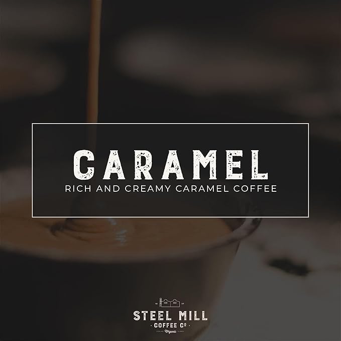 Steel Mill Coffee Co. | Caramel Gourmet Flavored Coffee | 2 LB Bag | Whole Bean | Medium Roast | Rich Caramel Notes | 100% Arabica Beans | Vegan, Gluten-Free, Sugar-Free