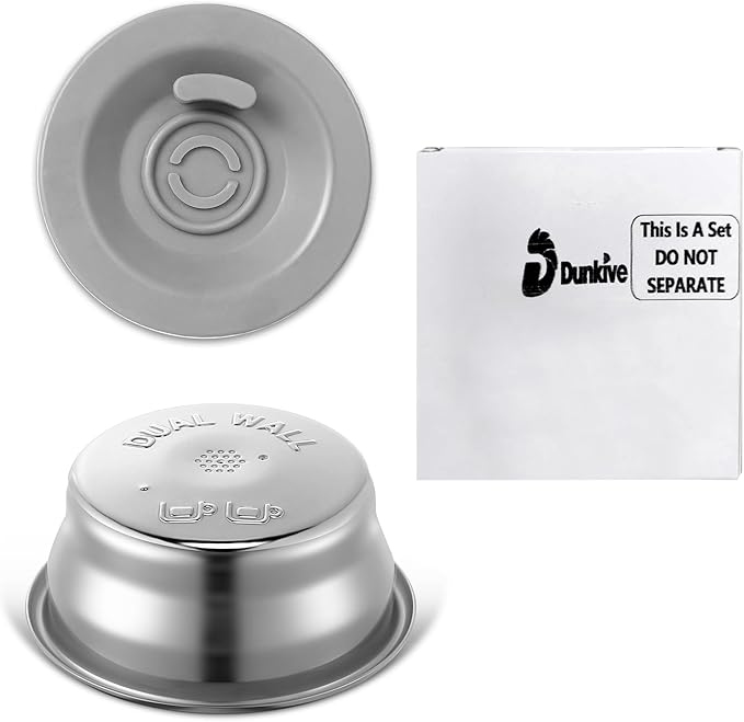 Dunkive 1 Pack 54mm Dual Wall Portafilter Basket Compatible with Breville Espresso Machines BES860XL/11.41, BES870, BES880, BES875, Two Cup Dual Wall Filter Replacement (Single Port,Grey)
