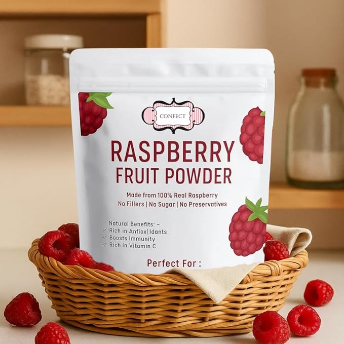 Confect Rasberry Fruit Powder | Pure & Natural Fruit Powder for Smoothies, Baking, Beverages, Juices, Tea & DIY Recipes | Vegan, Gluten-Free, No Added Sugar – 3.5 OZ