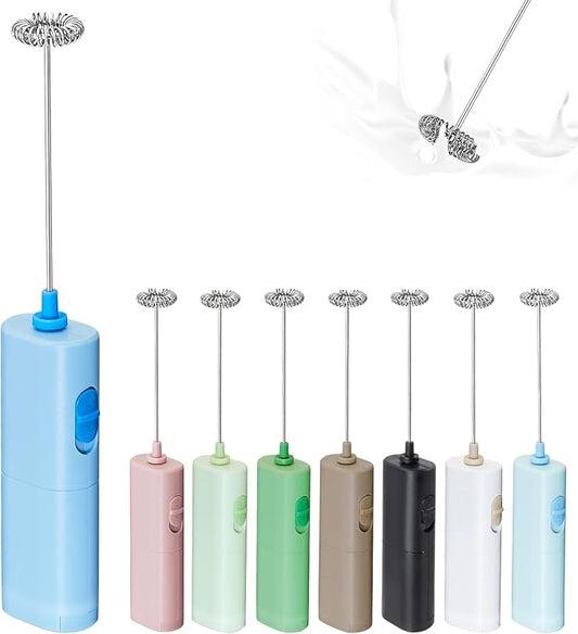 Portable Coffee Frother by ELMWAY, Battery Operated Electric Whisk, Mini Milk Frother Handled for Coffee, Latte, Matcha and Protein Powder - Blue