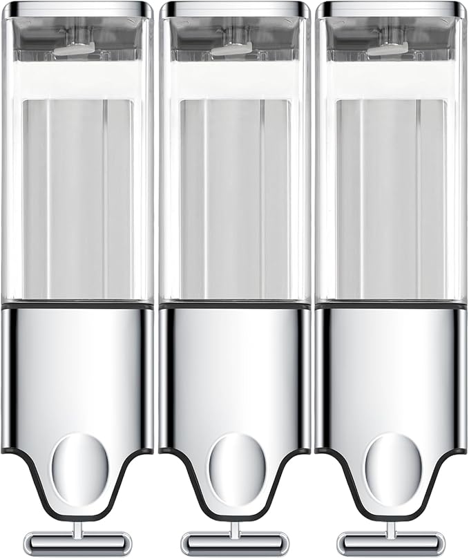 3-in-1 Quadrate Dispensers for The Shower,Shower soap Dispenser,Conditioner Dispenser, Shampoo Dispenser,No Drilled Wall Mounted Distributor,Hotel,Bathroom,Home