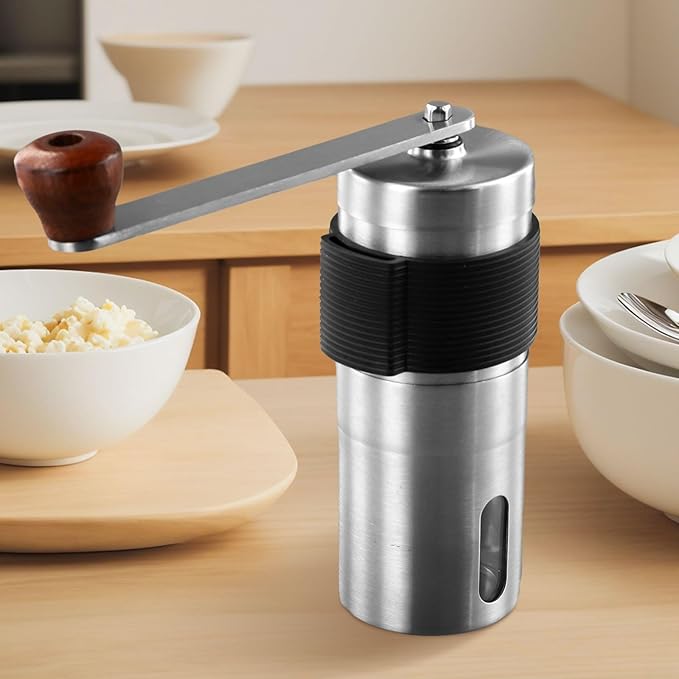 Deskbloom Manual Coffee Grinder Stainless Steel Portable Hand Crank Adjustable Coarseness Conical Burr for Espresso Pour Over Drip Cold Brew