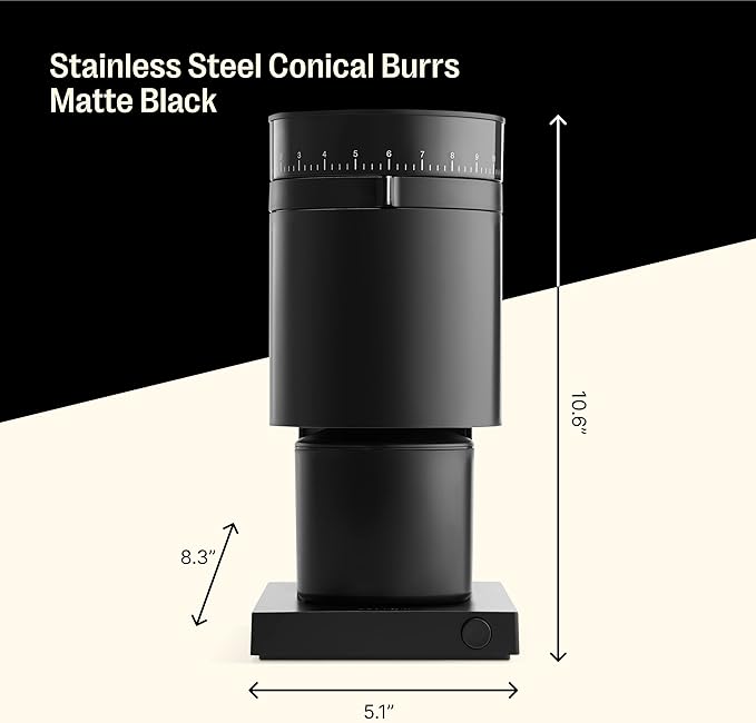 Fellow Opus Conical Burr Coffee Grinder – Electric Espresso Grinder for Home Use, 41 Adjustable Settings for Drip, French Press, Cold Brew & More, 40mm Stainless Steel Burrs, Matte Black