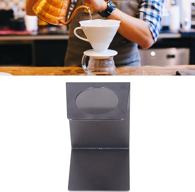 Pour over Coffee Dripper Stand, Samll Size Light Pour over Coffee Holder Stand Metal Reusable for Cafe Household (Black)