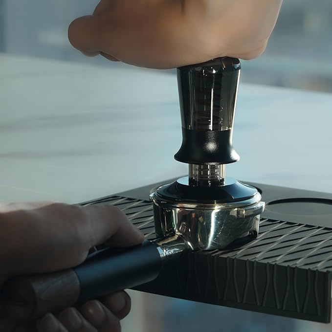 IKAPE 51mm Semi-Transparent Espresso Coffee Tamper, Spring-loaded Calibrated Tamper with Premium Threaded Stainless Steel Base, Compatible with All 51mm Bottomless Portafilters(New Upgrade)
