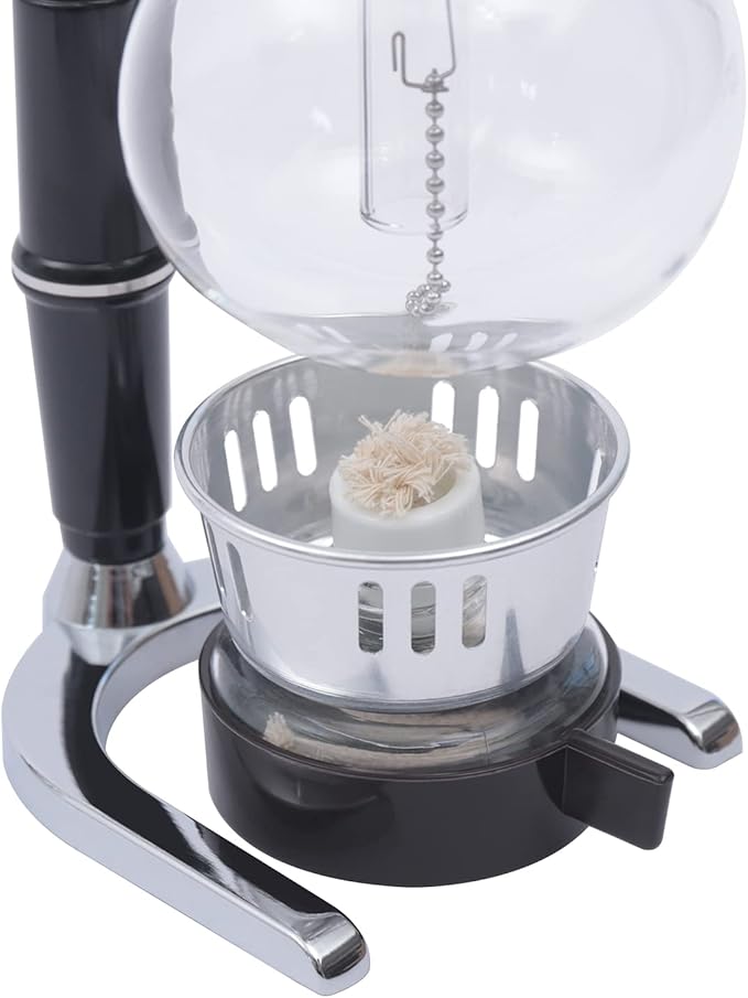 SHATUOA Vintage Siphon Coffee Maker 3-Cup (360ml), Glass Siphon Pot with Spoon & Stir Stick, Rich Flavor Extraction with Alcohol Lamp, Elegant Home/Office/Café Brewer