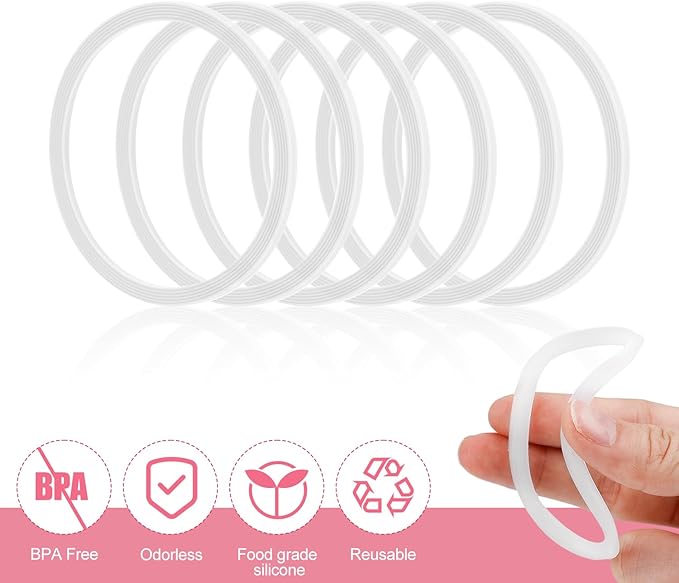6 Pack Water Bottle Gasket Replacement for Owala FreeSip, Silicone Lid Seal O Ring Sealing Gaskets Replacement Parts Accessories Compatible with Owala Stainless Steel Cup (Clear)