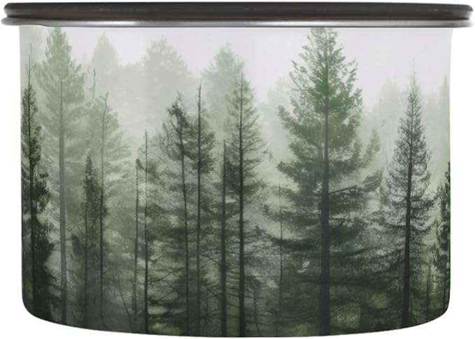 Pine Trees Airtight Food Canister, 17oz Stainless Steel Storage Jar for Coffee Beans Tea Grains Snacks, Kitchen Organizer Decor