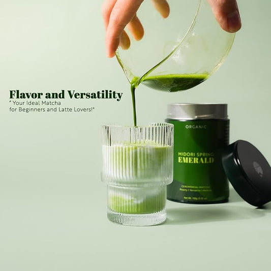 Midori Spring Emerald - Organic Ceremonial Matcha - Authentic Japanese, Organic, Kosher, Vegan 50g Bag