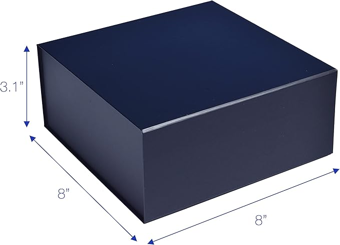 CECOBOX - Gift Boxes with Lids for Presents 8"x8"x3.1" - Matte, Collapsible Magnetic Closure Gift Box - Groomsmen & Bridesmaid Proposal Boxes, Wedding, PR, Birthdays, Holidays (Navy)