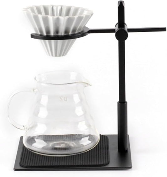 AUNMAS Pour Over Coffee Stand Aluminum Alloy, Adjustable Dripper Station for Home Office Brewing, Portable with Antislip Base Even Water