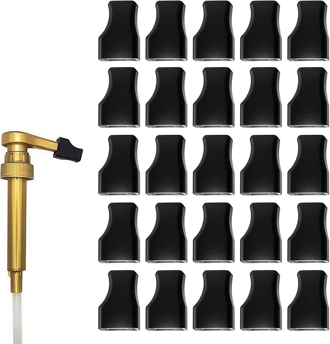25 Pcs Coffee Syrup Pump Tip Covers Black Rubber Seal Caps for Coffee Syrup Bottles Fits Most Pump Tips, Keep Sugar Condiments Olive Clean Preserved for Barista, Café, Home Use