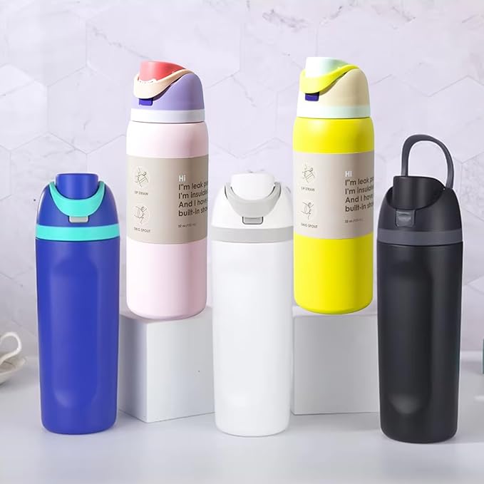 DUTHINGS Insulated Stainless Steel Water Bottle with Straw, 32 oz, Reusable Sports and Travel Bottle for School, Kids, and Outdoors - Leakproof and BPA-Free (LIGTH PINK)