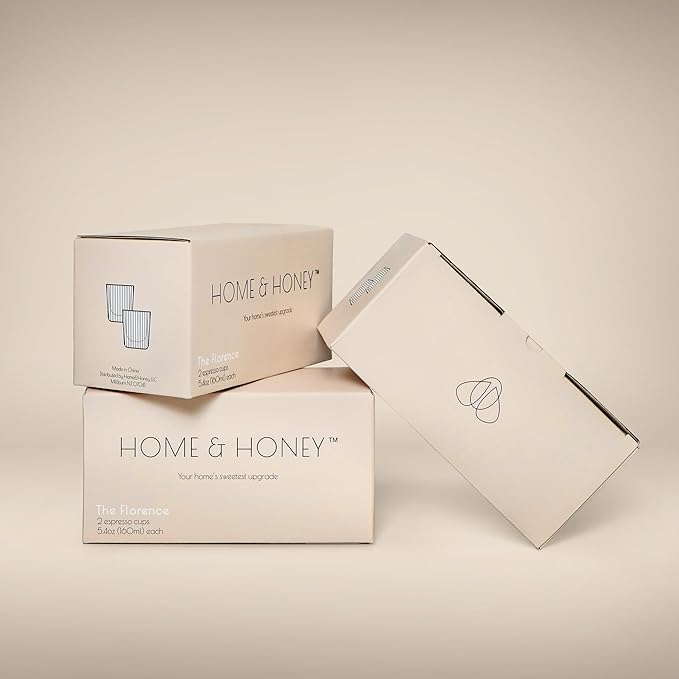 HOME & HONEY Double-Walled Insulated Glass Espresso Cups, Set of 2, 5.4oz Capacity, Fluted Borosilicate Glass