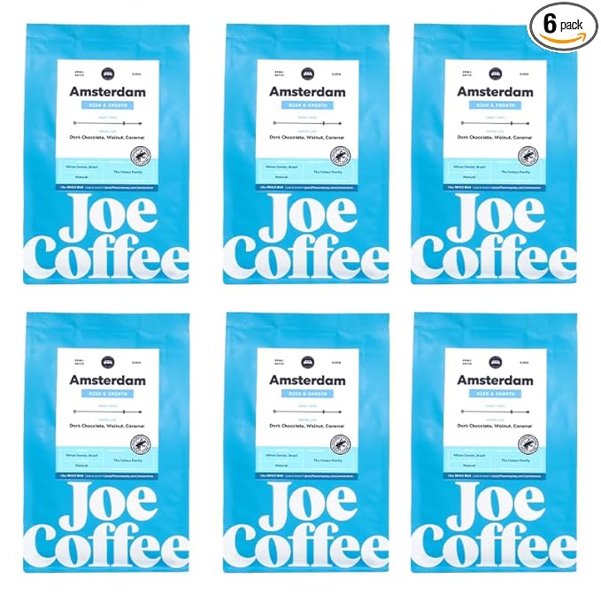 Joe Coffee Company - The Amsterdam Whole Bean Specialty Coffee, 12 oz Bag (Pack of 6) | NYC Roaster, Rainforest Alliance Certified, Kosher, Climate-Friendly