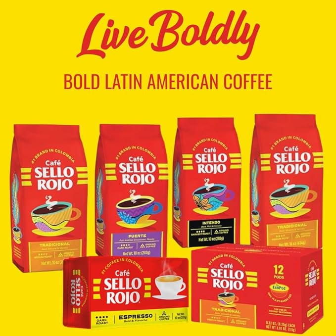 Sello Rojo Intenso Darkest Roast Ground Coffee, 10 oz (Pack of 6)