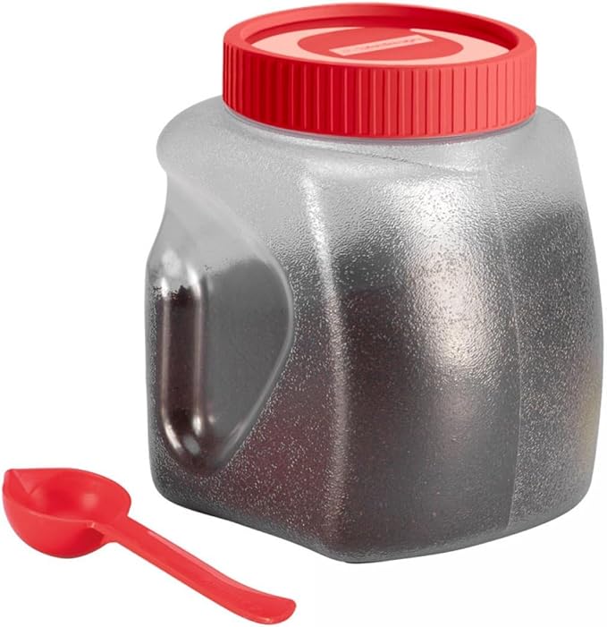 Tribello LARGE 22 OZ Ground Coffee Container For Coffee Beans, Plastic Jar With Screw On Lid For Dry Food Sugar, Flour, Coffee Grounds Container Storage With Scoop - Easy Grip - BPA Free