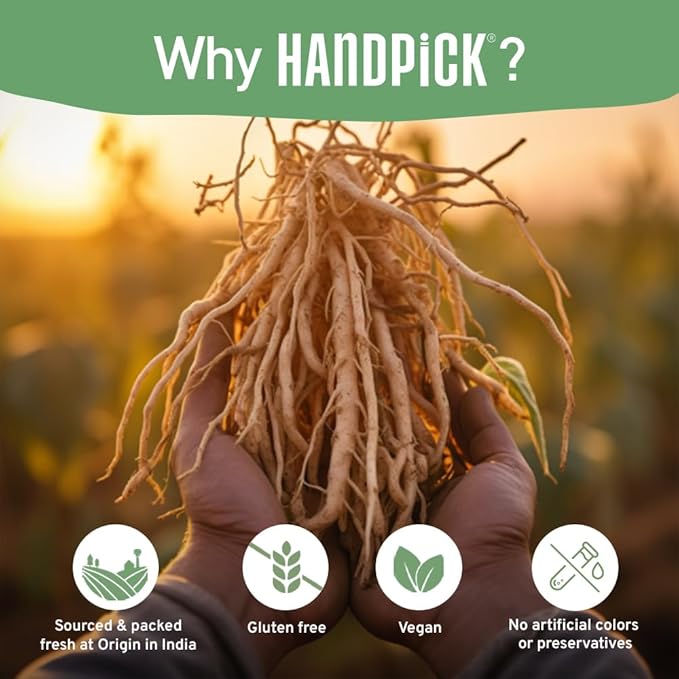 HANDPICK, Ashwagandha Root Tea (100 tea Bags) | Caffeine Free, Gluten Free | Packed in Ecofriendly Tea Bags
