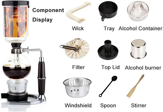 moo-1 Siphon Coffee Maker Japanese Style Vacuum Glass Siphon Pot Percolators 1-3 Cups Siphon Coffee Maker