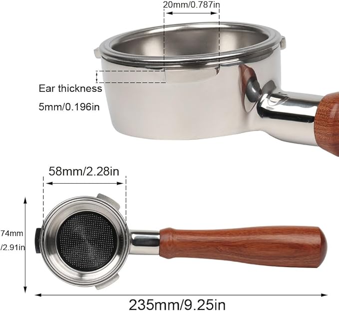 Bottomless Portafilter 58mm 3 ears Compatible with CASABREWS 5700 Series, Neutron Pro, Ultra and 4700Gense | Prongs Thickness 4.9mm