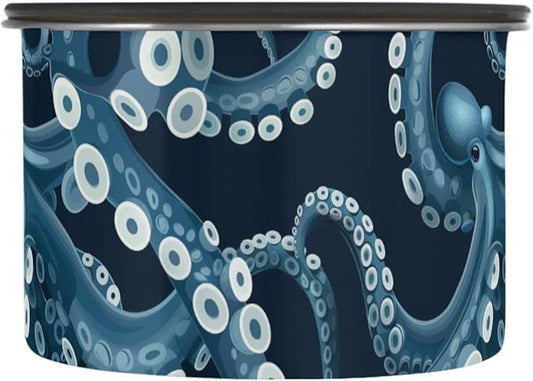 ALAZA Octopus Tentacles Airtight Coffee Bean Canister 900ml Food Storage Containers with Lids For Gournd, Tea, Sugar, Flour, Rice, Cereal, Candy Cookie Jar