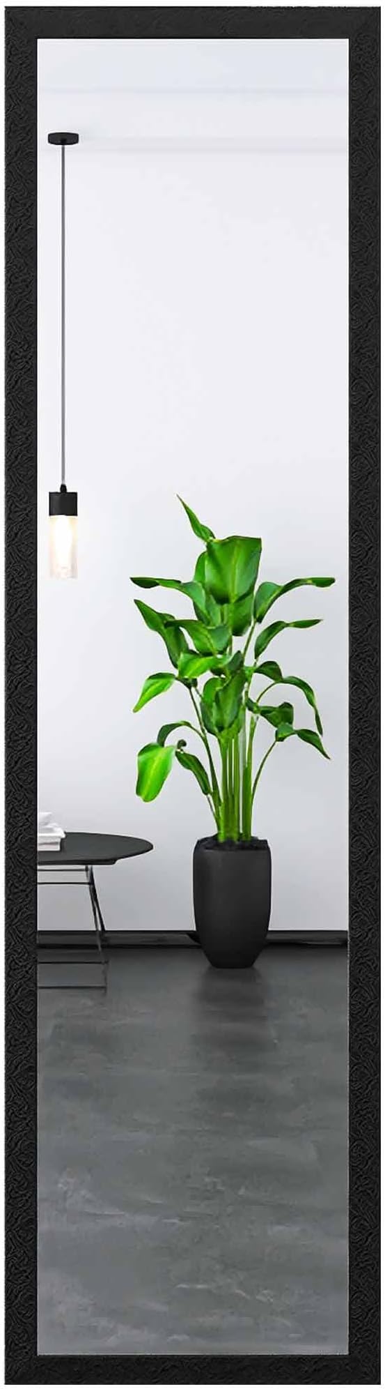 Beauty4U Full Length Wall Mirror - Explosion-Proof, Rectangular Float Framed for Room Decor, 50" x 14", Black