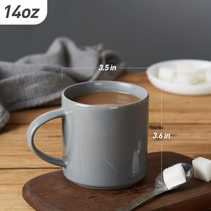 famiware Nebula 4 Pieces Coffee Mug, 14 oz Catering Mugs with Handle for Coffee, Tea, Cocoa, Milk, Dark Gray
