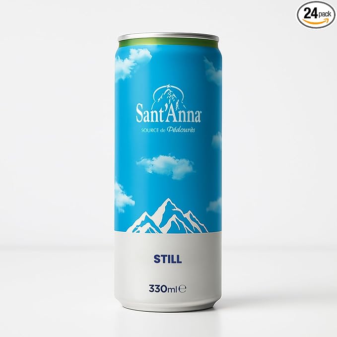 Sant'Anna Still Mineral Water, 11.16 Fl Oz (24-Pack) | Pure French Pyrenees Mountain-Fresh Drinking Water | Natural Functional Drink | Sodium-Free Mineral in Cans
