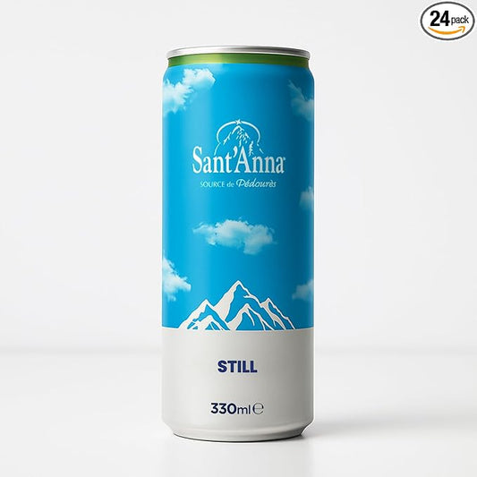 Sant'Anna Still Mineral Water, 11.16 Fl Oz (24-Pack) | Pure French Pyrenees Mountain-Fresh Drinking Water | Natural Functional Drink | Sodium-Free Mineral in Cans