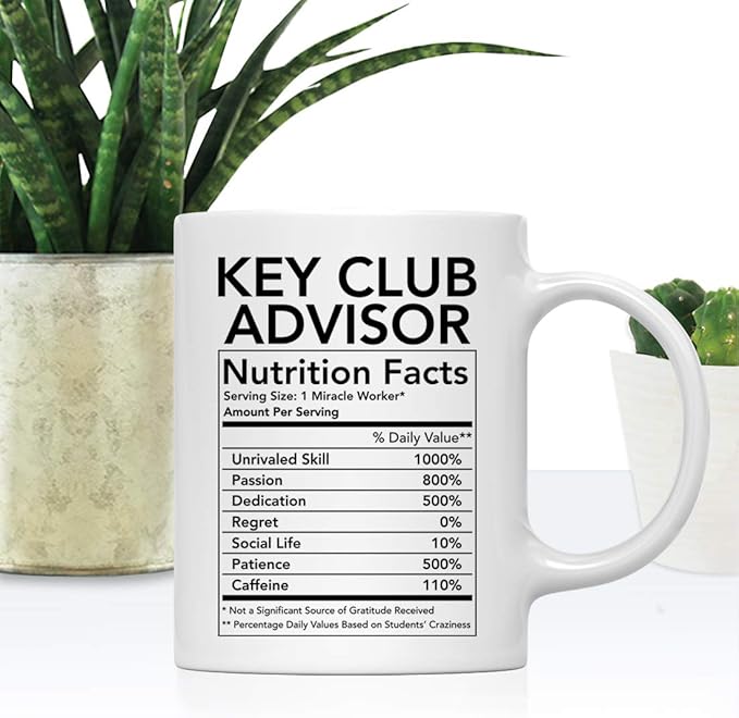 Andaz Press Funny 11oz. Ceramic Coffee Tea Mug Thank You Gift, Key Club Advisor Nutritional Facts, 1-Pack
