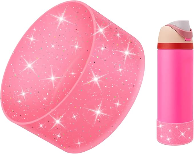 Protective Glitter Silicone Boot Compatible with Owala 24oz 32oz 40oz, Bling Cup Sleeve Bottom Bumper Cover Compatible with Owala FreeSip, Twist, or Flip Stainless Steel Water Bottles