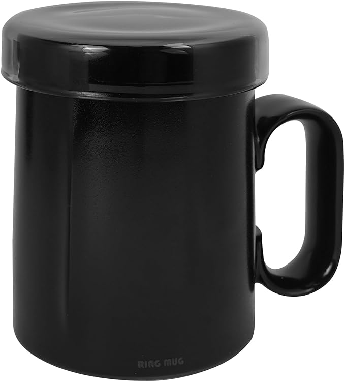 EurtAuro Designer's original handmade ceramic coffee mugs，Ceramics tea cup for office and home，Birthday, Valentine's gifts for men and women，mugs with lid，14.2oz (Starry black)